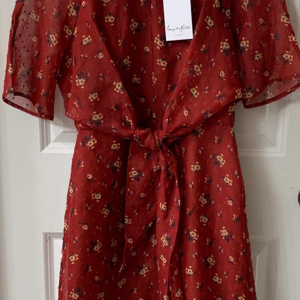 Fire,Love short sleeve floral dress. Rust color. - Picture 6 of 6